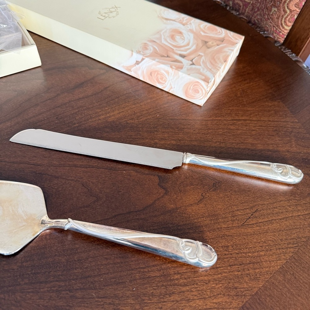 Vintage Lenox Forevermore 2-Piece Set Wedding Cake Dessert Serving Utensils - Picture 5 of 11
